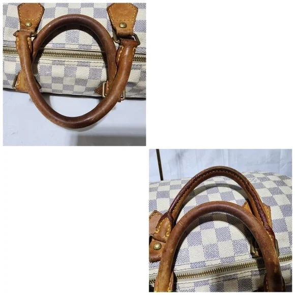 SOLD***Authentic LOUIS VUITTON Damier Azur Speedy 35 Hand Bag Brown/Cream - Picture 5 of 16